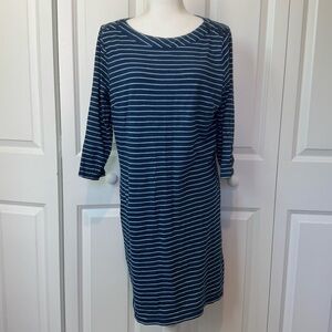 100% Cotton Talbots Nautical Coastal Spring Summer Navy & White Dress